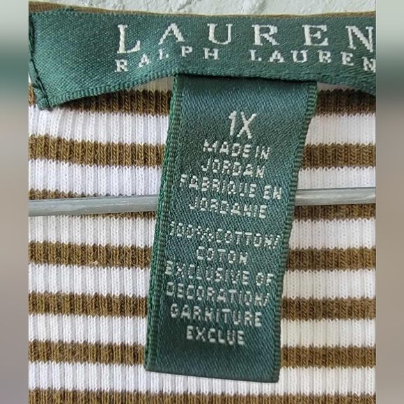 Lauren Ralph Lauren Brown Striped Women's Top - Picture 5 of 11